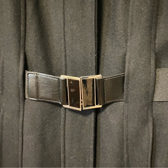 Calvin Klein Black Wool Coat Tailored Midi Trench Old Money Womens 10 Medium - Picture 9 of 14